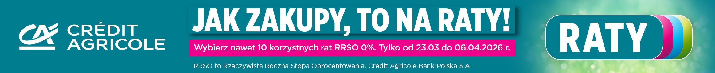 Raty 0% w Credit Agricole na HONORSTORE.pl
