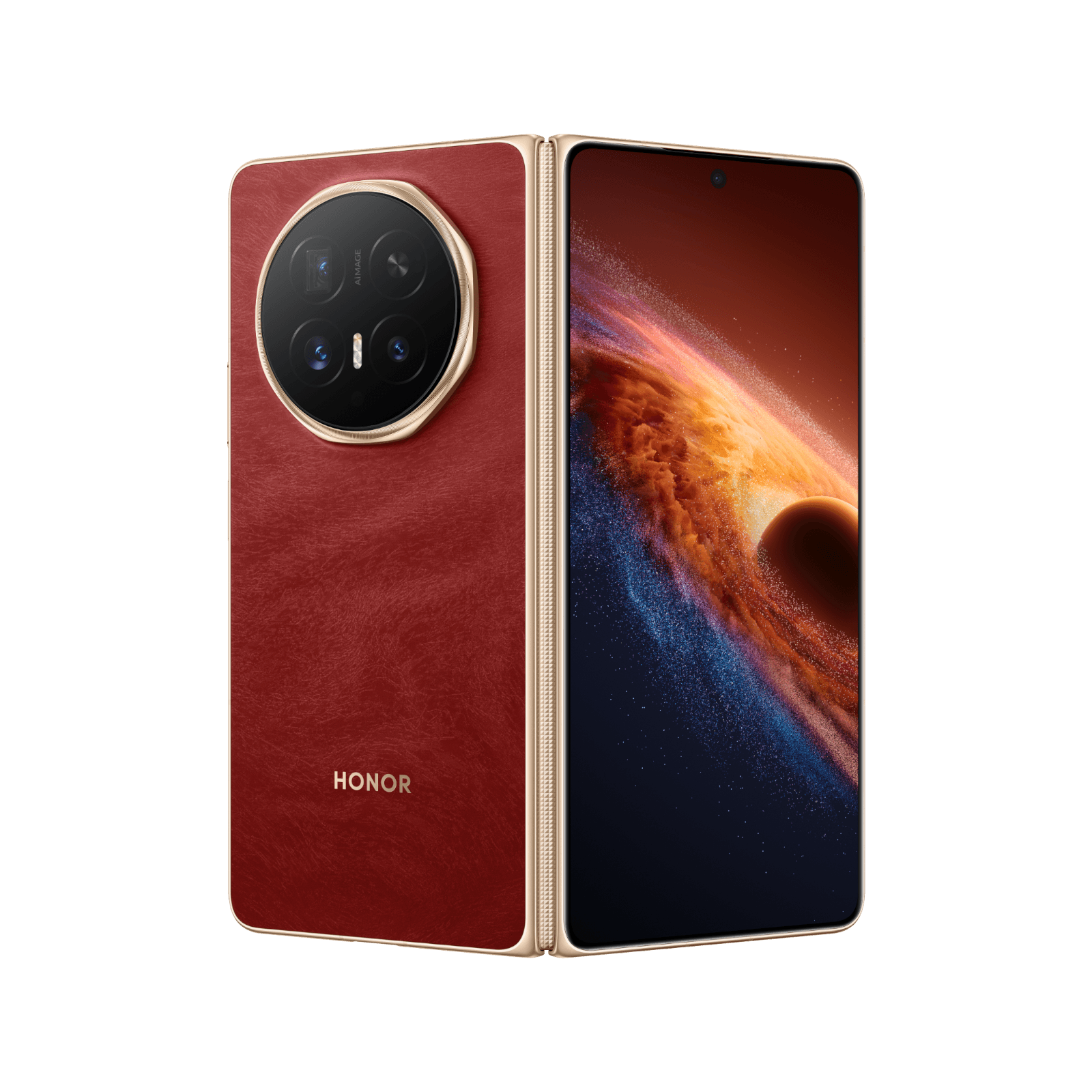 Smartfon HONOR Magic V6 Czerwony Tył obudowy Rozłożony